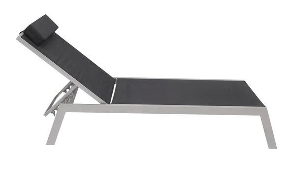 VILLANA 2er-Set Sonnenliegen, Silber/schwarz, Alu/Textil, 198x66x32cm, Mit Beistelltisch 45x45cm 12 VILLANA 2er-Set Sonnenliegen, Silber/schwarz, Alu/Textil, 198x66x32cm, Mit Beistelltisch 45x45cm – Bild 10