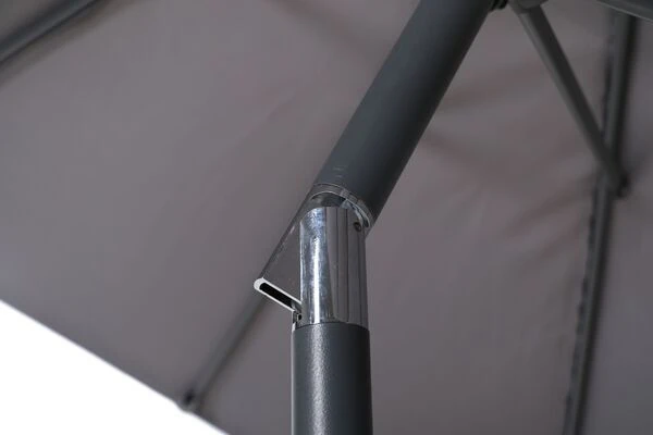 OUTFLEXX Mittelstockschirm, Hellgrau, Pulverbesch. Aluminium/Polyester PA-beschichtet, 270x150cm 12 OUTFLEXX Mittelstockschirm, Hellgrau, Pulverbesch. Aluminium/Polyester PA-beschichtet, 270x150cm – Bild 10
