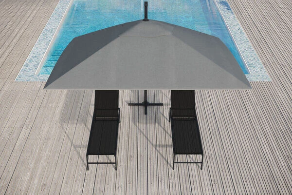 OUTFLEXX Ampelschirm, Anthrazit/grau, Alu/Polyester, 350x350cm, Inkl. Plattenständer 12 OUTFLEXX Ampelschirm, Anthrazit/grau, Alu/Polyester, 350x350cm, Inkl. Plattenständer – Bild 10