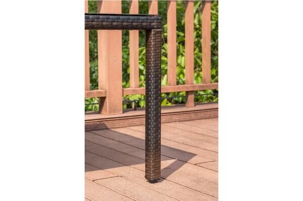 OUTFLEXX Dining Set, Braun Marmoriert, Polyrattan, Tisch 180x100cm, Spraystone, 6mm, 6 Sessel 13 OUTFLEXX Dining Set, Braun Marmoriert, Polyrattan, Tisch 180x100cm, Spraystone, 6mm, 6 Sessel – Bild 11