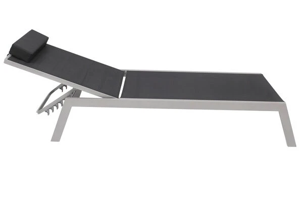 VILLANA 2er-Set Sonnenliegen, Silber/schwarz, Alu/Textil, 198x66x32cm, Mit Beistelltisch 45x45cm 14 VILLANA 2er-Set Sonnenliegen, Silber/schwarz, Alu/Textil, 198x66x32cm, Mit Beistelltisch 45x45cm – Bild 12