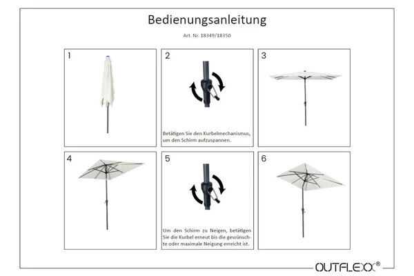 OUTFLEXX Mittelstockschirm, Hellgrau, Pulverbesch. Aluminium/Polyester PA-beschichtet, 270x150cm 14 OUTFLEXX Mittelstockschirm, Hellgrau, Pulverbesch. Aluminium/Polyester PA-beschichtet, 270x150cm – Bild 12