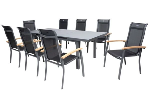 HARTMAN Alice Esstischgarnitur, Xerix, Alu/4x4 Textilen, Tisch 180/240x100cm, 8 Stapelsessel 14 HARTMAN Alice Esstischgarnitur, Xerix, Alu/4x4 Textilen, Tisch 180/240x100cm, 8 Stapelsessel – Bild 12