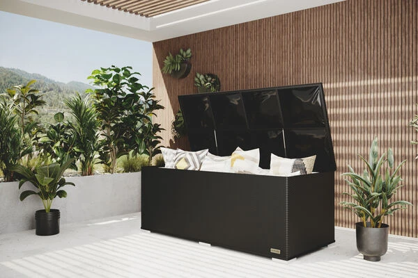 OUTFLEXX Kissenbox, Schwarz, Polyrattan, 204x94x75cm 3 OUTFLEXX Kissenbox, Schwarz, Polyrattan, 204x94x75cm