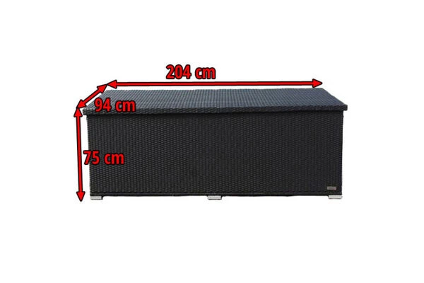 OUTFLEXX Kissenbox, Schwarz, Polyrattan, 204x94x75cm 7 OUTFLEXX Kissenbox, Schwarz, Polyrattan, 204x94x75cm – Bild 5