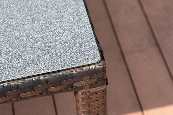 OUTFLEXX Dining Set, Braun Marmoriert, Polyrattan, Tisch 180x100cm, Spraystone, 6mm, 6 Sessel 15 OUTFLEXX Dining Set, Braun Marmoriert, Polyrattan, Tisch 180x100cm, Spraystone, 6mm, 6 Sessel – Bild 13