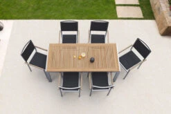 OUTFLEXX Sitzgruppe, Schwarz, Edelstahl/Teak, Esstisch 180 X 90 Cm, 6 Stapelstühle Gepolstert -Kettler Verkaufs-Shop 14190 3 CGI.jpg