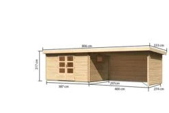 KARIBU Gartenhaus Trittau 5, Naturbelassen, Fichtenholz 40mm, 806 X 297 X 217 Cm, Pultdach, Anbau 4,4m Mit Rück- Und Seitenwand -Kettler Verkaufs-Shop 19433 10 05.jpg