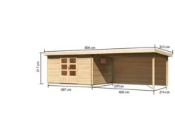 KARIBU Gartenhaus Trittau 5, Naturbelassen, Fichtenholz 40mm, 806 X 297 X 217 Cm, Pultdach, Anbau 4,4m Mit Rückwand -Kettler Verkaufs-Shop 19433 9 05.jpg