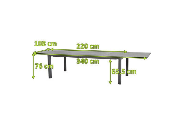 SIENA GARDEN Kingston Ausziehtisch, Matt Graphit, Aluminium/Keramik, 220/340x108x76 Cm 7 SIENA GARDEN Kingston Ausziehtisch, Matt Graphit, Aluminium/Keramik, 220/340x108x76 Cm – Bild 5