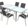 VILLANA Esstischgruppe, Silber/schwarz, Alu/Textil, Ausziehtisch 160/220 Cm, 6 Stapelstühle 1 VILLANA Esstischgruppe, Silber/schwarz, Alu/Textil, Ausziehtisch 160/220 Cm, 6 Stapelstühle -Kettler Verkaufs-Shop 1 13870.jpg