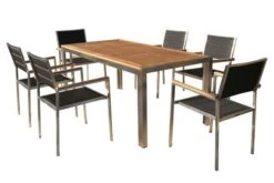 OUTFLEXX Sitzgruppe, Schwarz, Edelstahl/Teak, Esstisch 180 X 90 Cm, 6 Stapelstühle Gepolstert -Kettler Verkaufs-Shop 1 14190.jpg