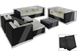 OUTFLEXX Premium Abdeckhauben Set Für Lounge TheBox-B: 1599/ 1716/ 7173 /16062, Schwarz, Wasserbeständig