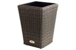 Ploß Rocking Pflanzgefäß, Grau/braun-meliert, Polyrattan, Konisch, 28x28x40 Cm, Kunststoffeinsatz