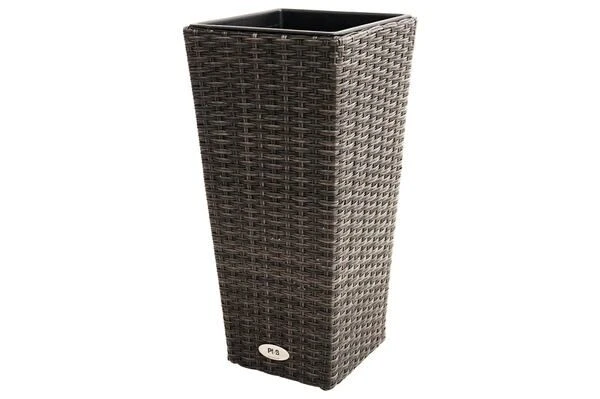 Ploß Rocking Pflanzgefäß, Grau/braun-meliert, Polyrattan, Konisch, 28x28x60 Cm, Kunststoffeinsatz 3 Ploß Rocking Pflanzgefäß, Grau/braun-meliert, Polyrattan, Konisch, 28x28x60 Cm, Kunststoffeinsatz