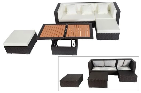 OUTFLEXX Loungemöbel-Set, Braun, Polyrattan, 5 Personen, Wasserfeste Kissenbox, Inkl. Loungetisch 18 OUTFLEXX Loungemöbel-Set, Braun, Polyrattan, 5 Personen, Wasserfeste Kissenbox, Inkl. Loungetisch – Bild 16