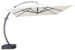 OUTFLEXX Luxus Ampelschirm, Anthrazit/creme, Edelstahl/Aluminium, 350x350cm, Inkl. Schirmständer Und Schutzhülle