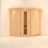 KARIBU Systemsauna Taurin, Fichtenholz 68mm, Eckeinstieg, Ca. 2,3m²