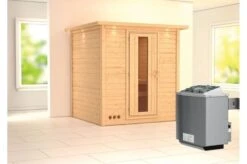 KARIBU Massivholzsauna Mojave, Fichtenholz 40mm, Fronteinstieg, Ca. 3,6m²