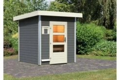 KARIBU Saunahaus Torge, Fichtenholz 38mm, Fronteinstieg, Ca. 3,7m²