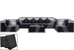 OUTFLEXX Premium Abdeckhaubenset, Für Sitzgruppe, Z.B. 13836, Schwarz, 4 Teilig, Wasserbeständig