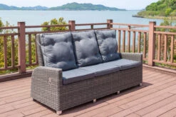 OUTFLEXX Dining 3-Sitzer Sofa, Grau, Polyrattan, 210 X 83 X 110 Cm, Mehrfach Verstellbar