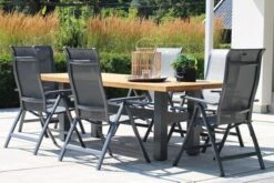 HARTMAN Sondermodell Yasmani/Alice Comfort Esstischgruppe, Xerix, Alu/Teakholz, 240x100cm, 6 Multipositionssessel