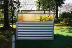 OUTFLEXX Set Hochbeet Und Aufsatz (mit Schiebetüren), Silber, Zincalume/Alu/Polycarbonat, 180 Cm, Pulverbeschichtet