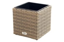 Ploß Rabida Pflanzgefäß, Champagner-meliert, Polyrattan, Kubisch, 28x28x28 Cm, Kunststoffeinsatz