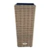 Ploß Rabida Pflanzgefäß, Champagner-meliert, Polyrattan, Konisch, 28x28x60 Cm, Kunststoffeinsatz