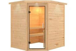 KARIBU Sauna Mia, Fichtenholz 38 Mm, Eckeinstieg, Ca. 2,9m²