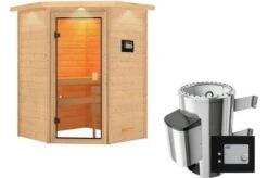 KARIBU Sauna Antonia, Fichtenholz 38 Mm, Eckeinstieg, Ca. 1,5m²