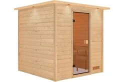 KARIBU Sauna Jara, Fichtenholz 38 Mm, Fronteinstieg, Ca. 3,4m²
