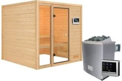 KARIBU Sauna Jutta, Fichtenholz 38 Mm, Fronteinstieg, Ca. 3,4m²