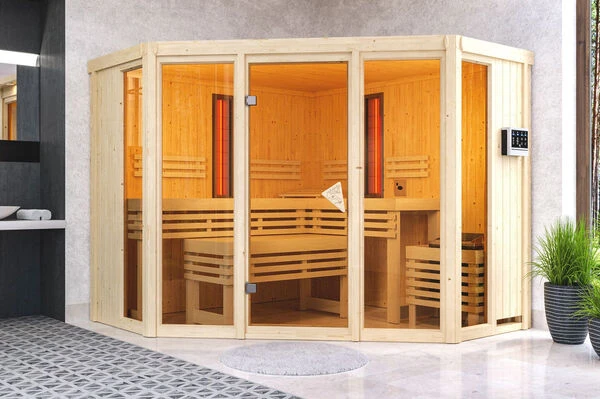 KARIBU Infrarotkabine Asta, Fichtenholz 68 Mm, Eckeinstieg, Ca. 3,6m² 3 KARIBU Infrarotkabine Asta, Fichtenholz 68 Mm, Eckeinstieg, Ca. 3,6m²