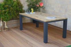 Bestseller 11 OUTFLEXX Oxford Esstisch, Dark Grey/natur, Alu/recycled FSC®-Teak, 200x90x76cm, Rustikal Gebürstet