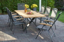 HARTMAN Xanadu / Raffaelo Sitzgruppe, Xerix/anthrazit, Alu/Teakholz, 6 Stapelsessel, 2 Multipos, 220x100cm