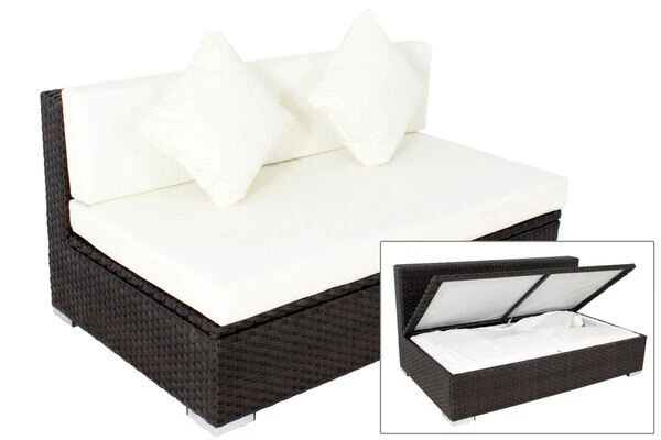 OUTFLEXX 2-Sitzer Mittelelement, Braun, Polyrattan, 140x85x70cm, Inkl. Polster, Wasserfeste Kissenbox 3 OUTFLEXX 2-Sitzer Mittelelement, Braun, Polyrattan, 140x85x70cm, Inkl. Polster, Wasserfeste Kissenbox