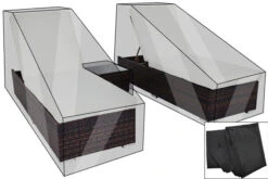 OUTFLEXX Premium Abdeckhauben-Set Für Liegen-Set 7761 (2 Liegen à 200x70x30cm), Schwarz, Wasserbeständig