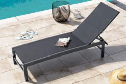 OUTFLEXX Liege, Anthrazit Matt/schwarz, Alu/Textilene, 190x62x34cm, Rückenlehne Verstellbar