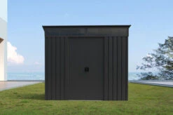 OUTTECH Gerätehaus, Anthrazit, Stahl, 194x238x203cm, Schiebetüren Und Fenster