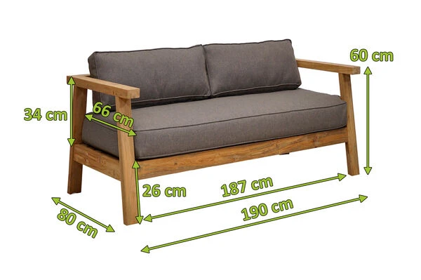 OUTFLEXX Hamim 2-Sitzer, Natur/grau, Teak/Olefin, 190 X 80 X 60 Cm, Recycled Teak 7 OUTFLEXX Hamim 2-Sitzer, Natur/grau, Teak/Olefin, 190 X 80 X 60 Cm, Recycled Teak – Bild 5