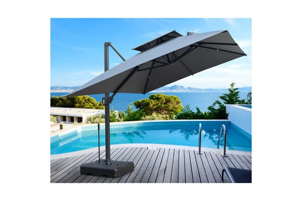 OUTFLEXX Ampelschirm, Anthrazit, Aluminium/Polyester, 300x300cm, Quadratisch 4 OUTFLEXX Ampelschirm, Anthrazit, Aluminium/Polyester, 300x300cm, Quadratisch – Bild 2