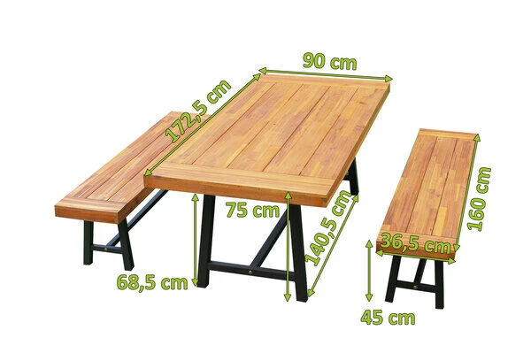 OUTFLEXX Sitzgruppe, Natur, Akazie, Tisch 172,5 X 90 Cm, 6 Personen 7 OUTFLEXX Sitzgruppe, Natur, Akazie, Tisch 172,5 X 90 Cm, 6 Personen – Bild 5