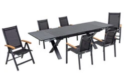 OUTFLEXX Esstischgarnitur, OUTFLEXX® Anthrazit Matt, Alu / Spraystone / Teak, Tisch 180/280x100cm, 4 Stapelsessel, 2 Multipo -Kettler Verkaufs-Shop 22130 2.jpg