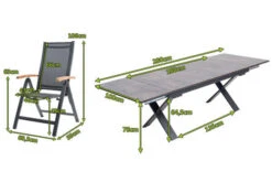 OUTFLEXX Esstischgarnitur, OUTFLEXX® Anthrazit Matt, Alu /HPL / Teak, Tisch 180/280x100cm, 6 Multipositionssessel -Kettler Verkaufs-Shop 22146 5.jpg