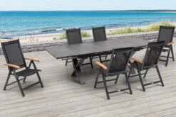 OUTFLEXX Esstischgarnitur, OUTFLEXX® Anthrazit Matt, Alu /HPL / Teak, Tisch 180/280x100cm, 6 Multipositionssessel -Kettler Verkaufs-Shop 22146 6.jpg