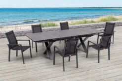 OUTFLEXX Esstischgarnitur, OUTFLEXX® Anthrazit Matt, Alu / HPL / Textil, Tisch 180/280x100cm, 6 Stapelsessel -Kettler Verkaufs-Shop 22158 6.jpg