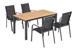 OUTFLEXX Esstischgarnitur, OUTFLEXX® Anthrazit Matt, Alu / Teak / Textil, Tisch 150/210x90cm, 4 Sessel, Stapelbar -Kettler Verkaufs-Shop 22182 17.jpg