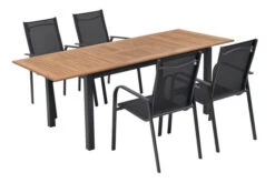 OUTFLEXX Esstischgarnitur, OUTFLEXX® Anthrazit Matt, Alu / Teak / Textil, Tisch 150/210x90cm, 4 Sessel, Stapelbar -Kettler Verkaufs-Shop 22182 2.jpg